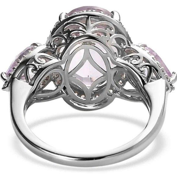 Genuine Rose De France Amethyst Ring in Platinum/925 Sz 6. New! - Picture 3 of 11